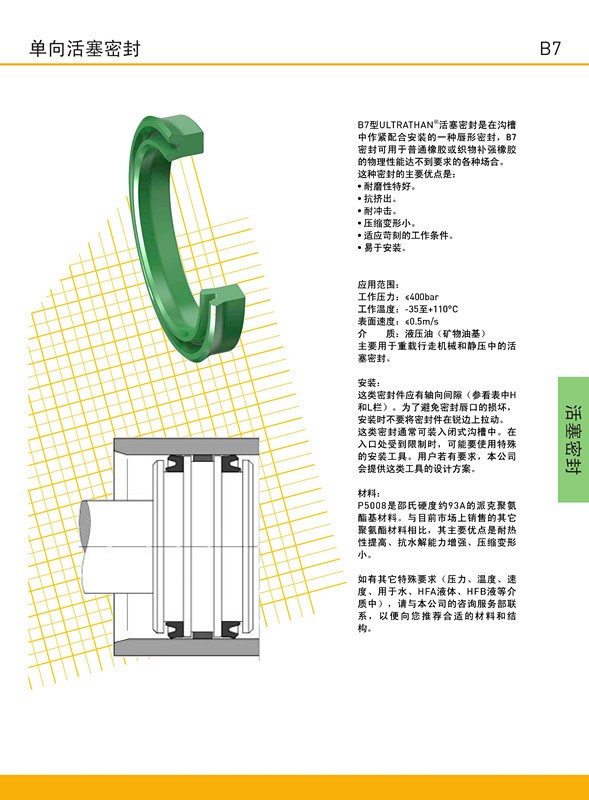 派克B7單向活塞桿密封