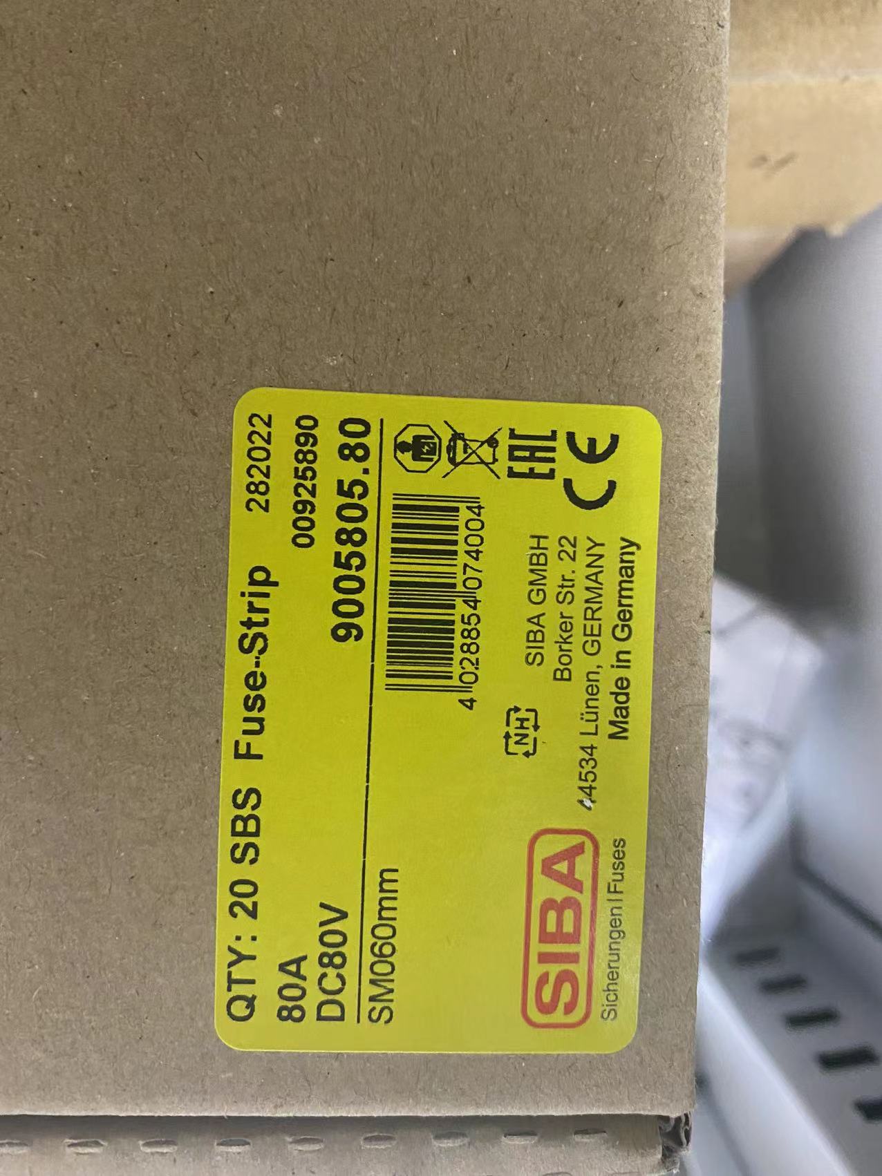 德國進口SIBA熔斷器9005805.80