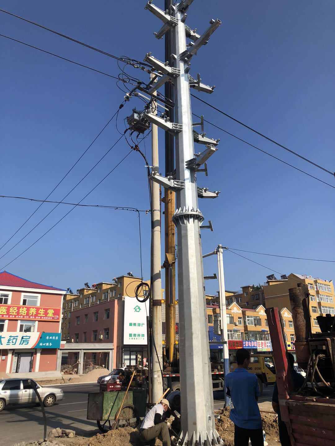 河北電力鋼管桿地腳螺栓電力鋼管塔鋼制電桿電力鋼桿