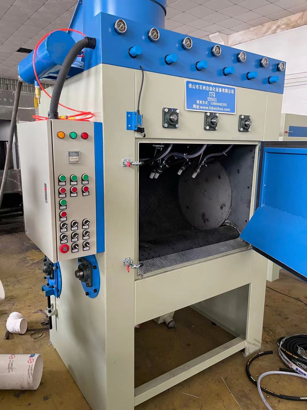 山西噴砂機履帶式不銹鋼餐具自動噴砂機
