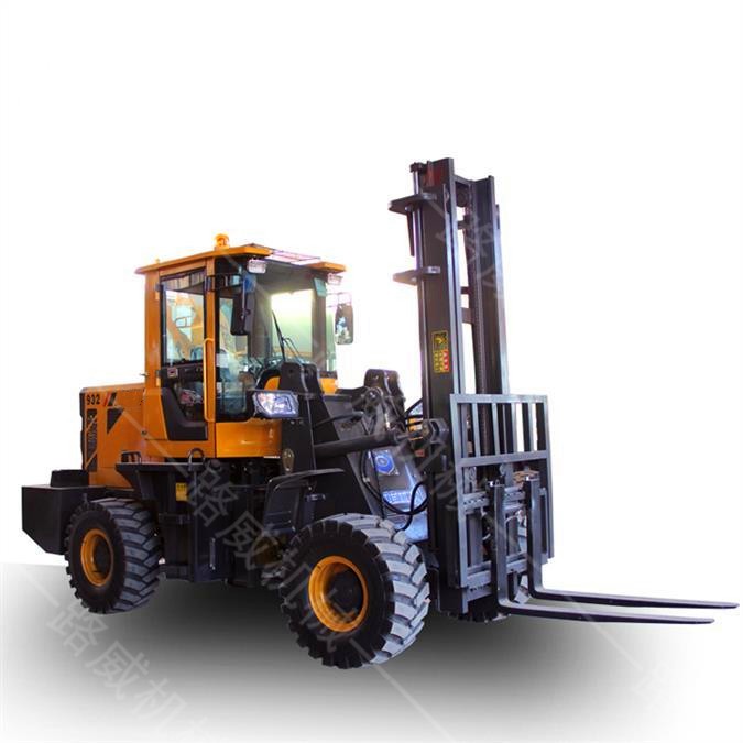 座駕式貨物裝卸搬運車 升降推高叉貨車 建筑工程用越野叉車