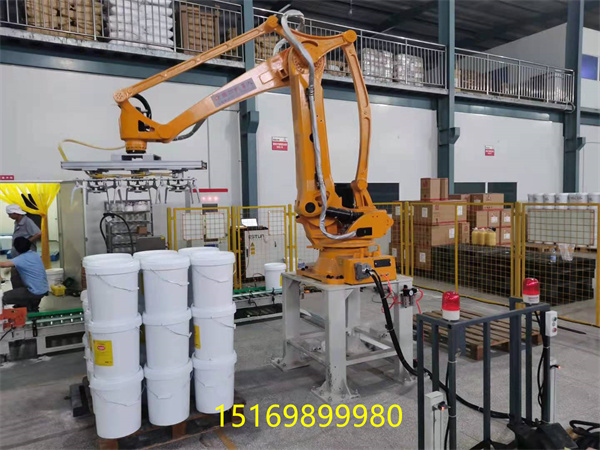 油桶小桶碼垛機，塑料桶涂料桶碼桶碼垛機器人