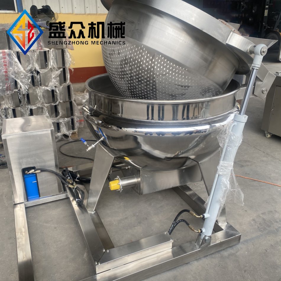 電加熱可翻筐出料夾層鍋 豬肉鹵煮自動翻筐夾層鍋 肉制品焯水夾層鍋