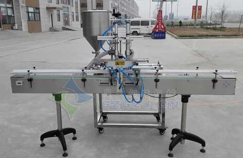 星火風味玫瑰醬灌裝機：雙頭灌裝、大顆粒醬料